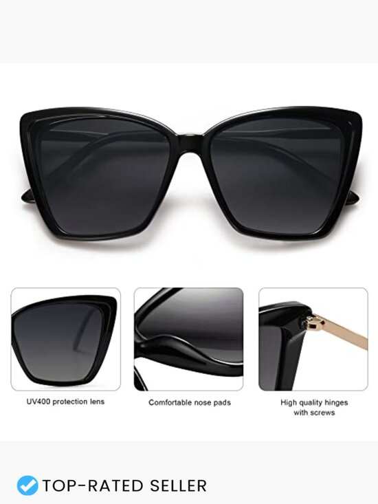 Oversized Cat Eye Sunglasses Retro Square Frame UV Protection Polarized main image 4